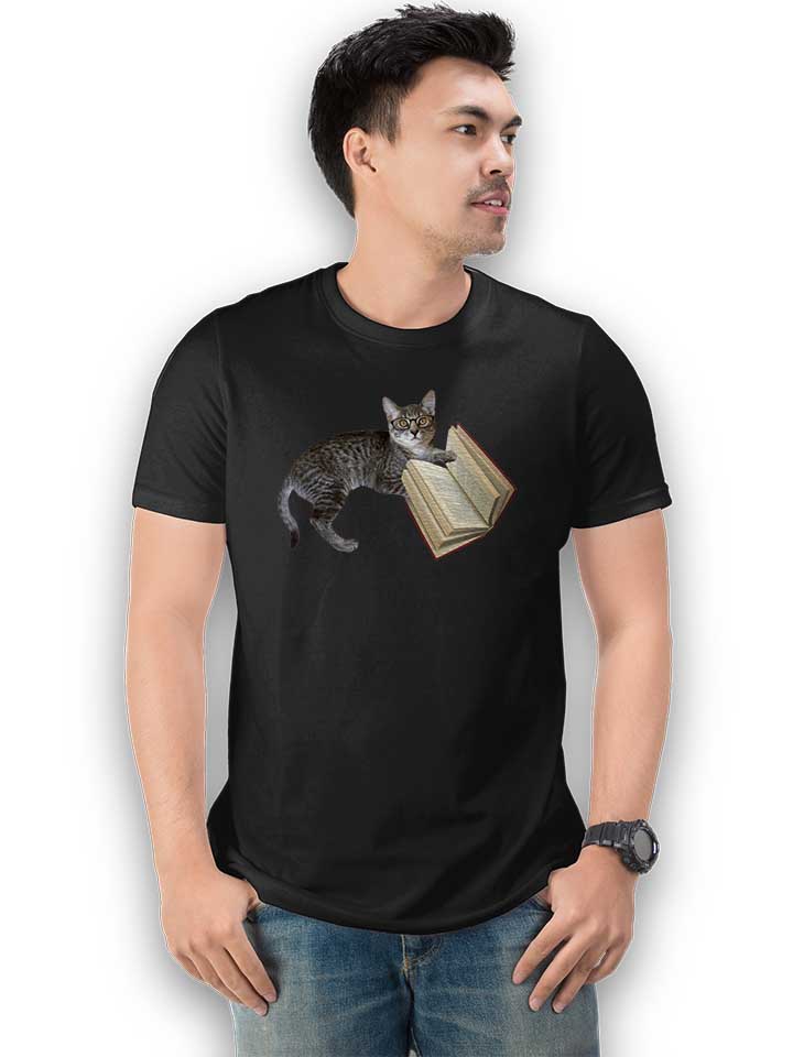 reading-cat-t-shirt schwarz 2