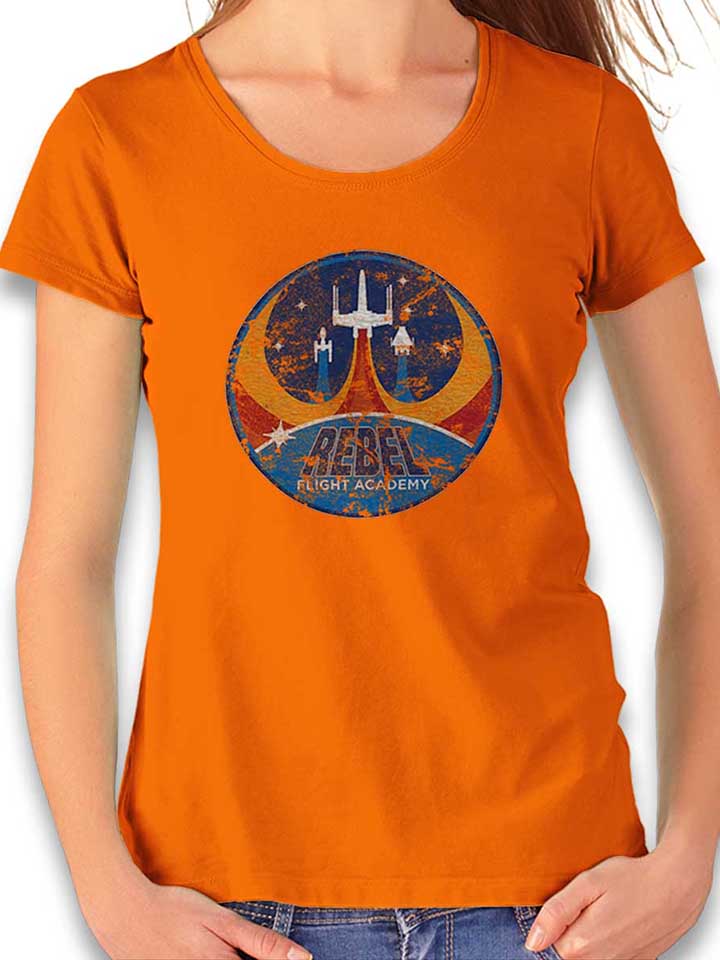 rebel-flight-academy-vintage-damen-t-shirt orange 1
