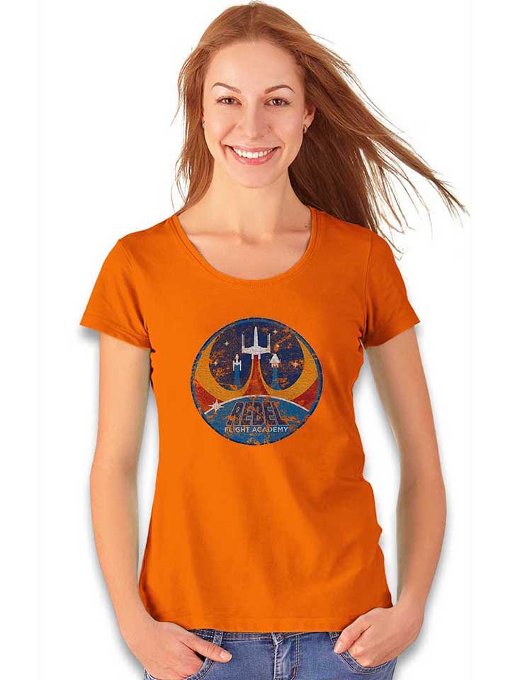 rebel-flight-academy-vintage-damen-t-shirt orange 2