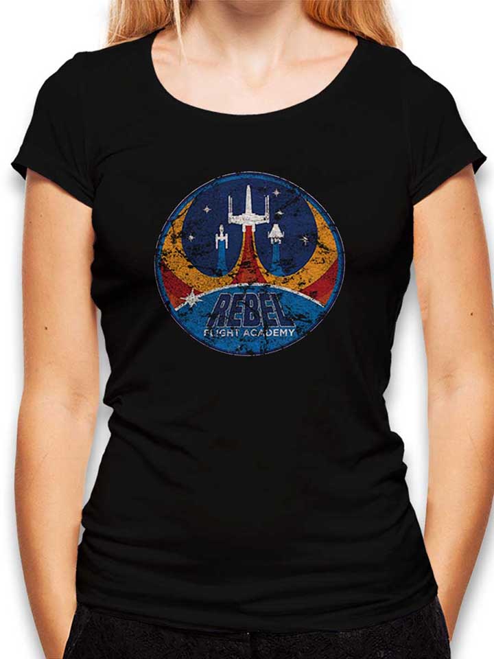 rebel-flight-academy-vintage-damen-t-shirt schwarz 1