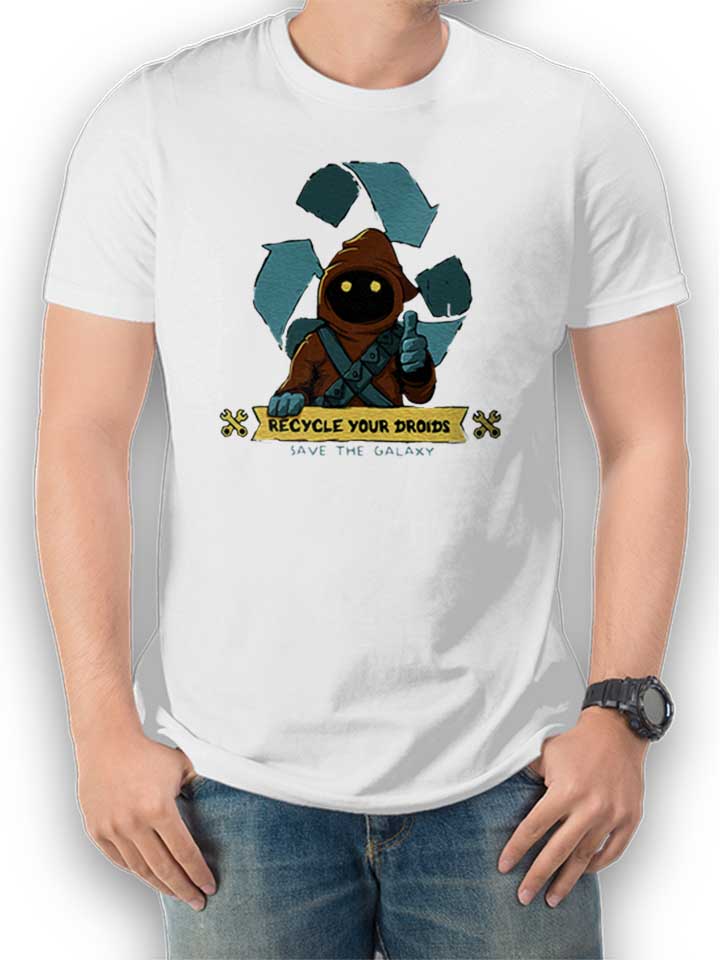 Recycle Your Droids Save The Galaxy Camiseta blanco L