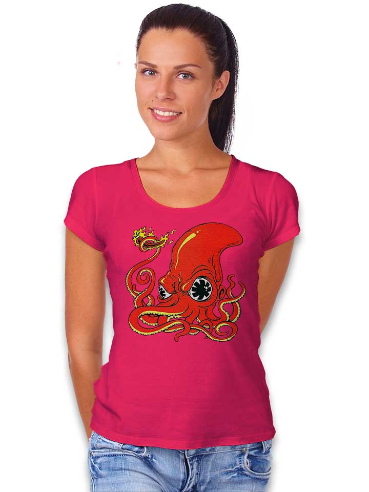 red-hot-octopus-damen-t-shirt fuchsia 2