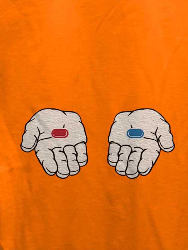 red-pill-blue-pill-damen-t-shirt orange 4