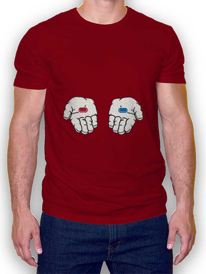 red-pill-blue-pill-t-shirt bordeaux 1