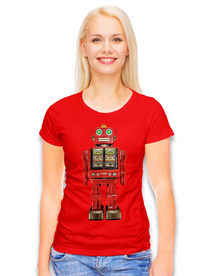 red-tin-toy-robot-pattern-damen-t-shirt rot 2