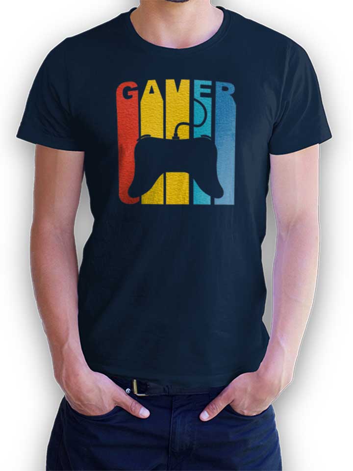 Retro Gamer T-Shirt dunkelblau L