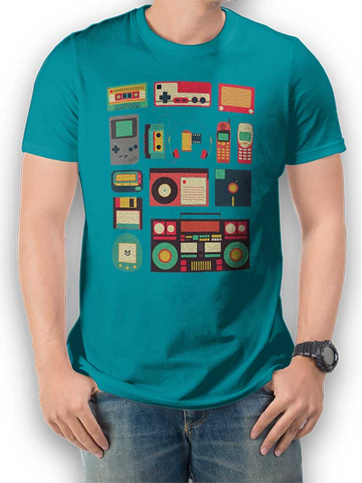 Retro Technology T-Shirt tuerkis L