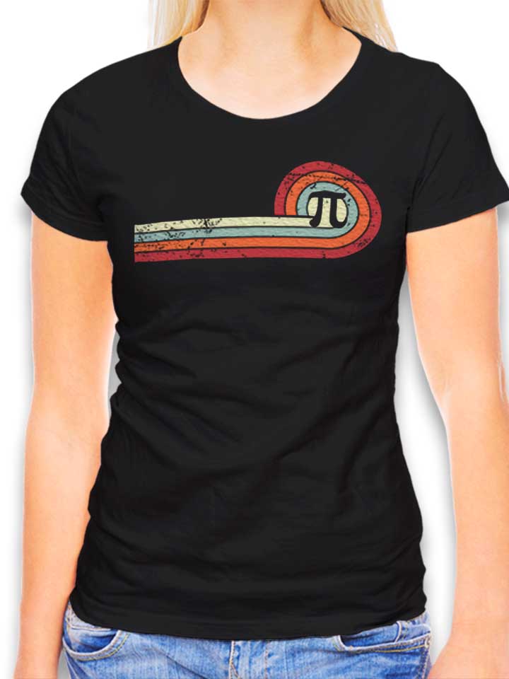 Retro Vintage Pi Damen T-Shirt schwarz L
