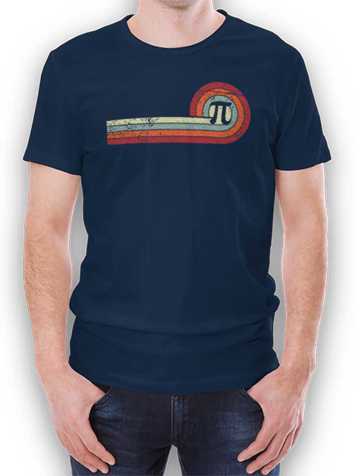 Retro Vintage Pi T-Shirt dunkelblau L