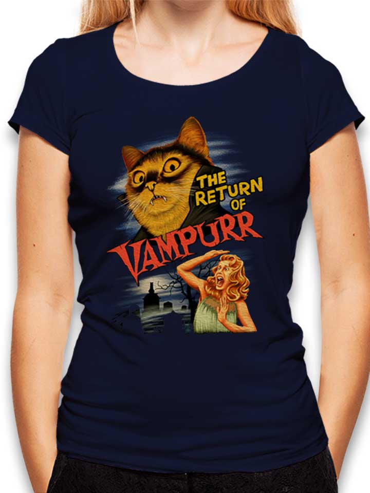 Return Of Vampurr Cat Camiseta Mujer azul-marino L
