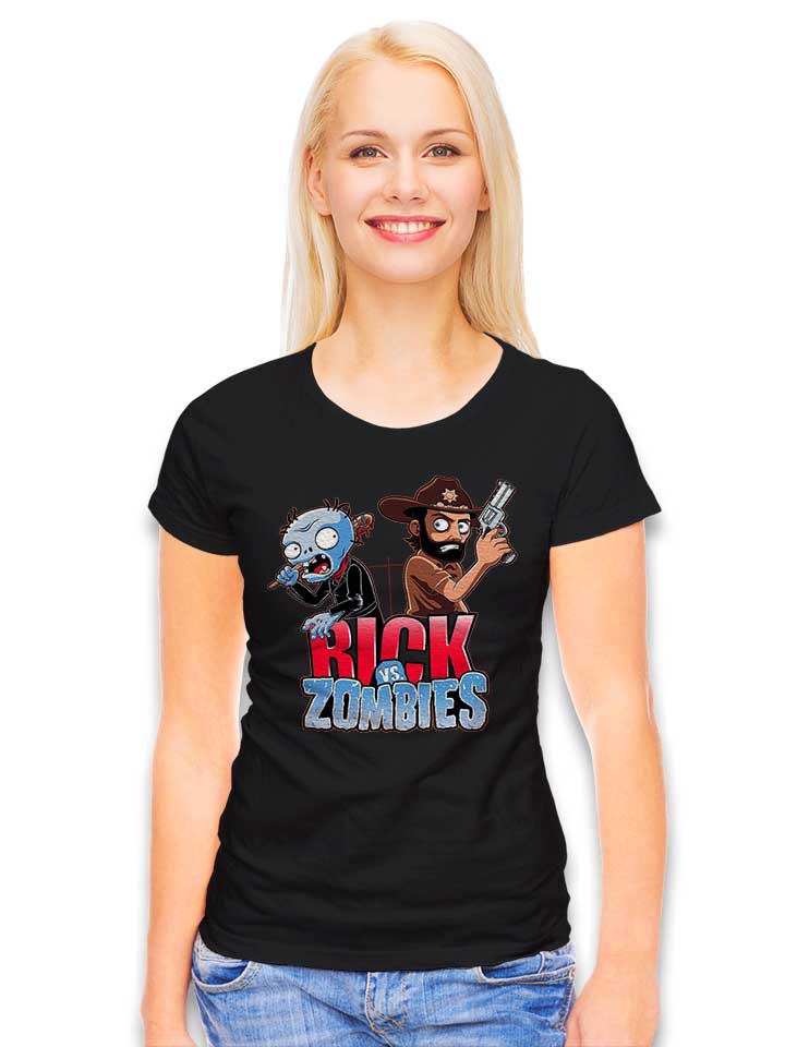 rick-vs-zombies-damen-t-shirt schwarz 2