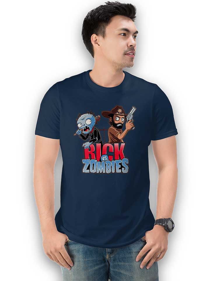 rick-vs-zombies-t-shirt dunkelblau 2