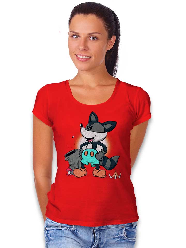 ricky-raccoon-damen-t-shirt rot 2