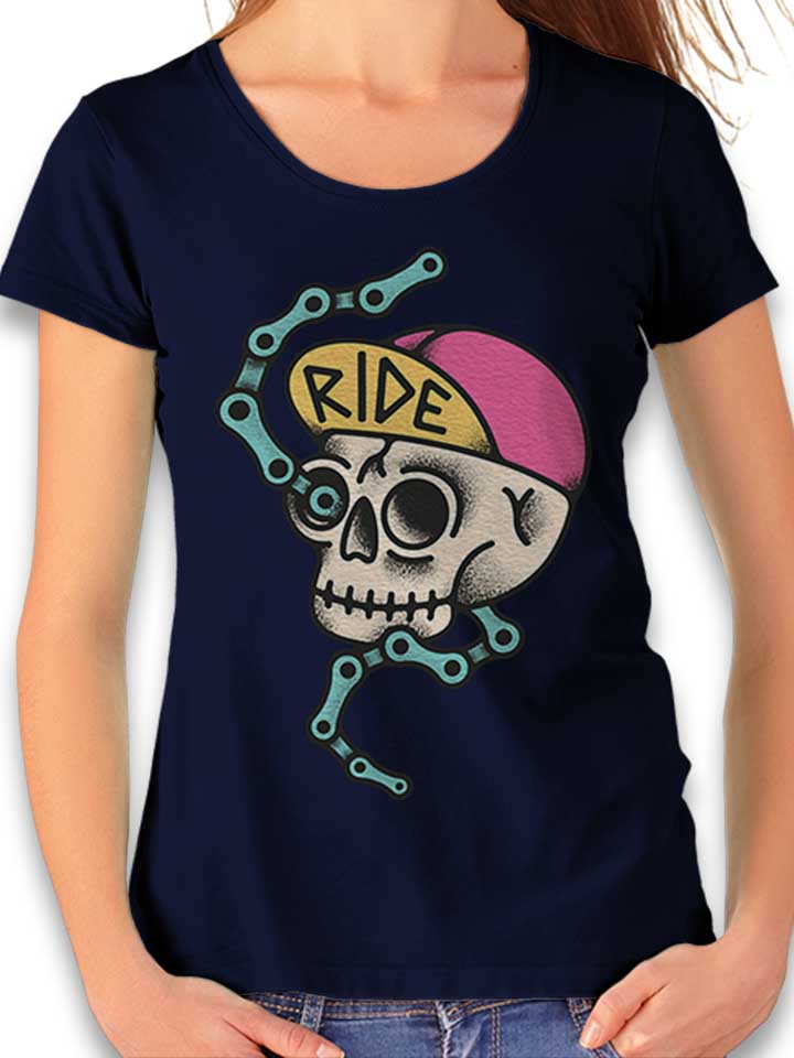 Ride Skull Damen T-Shirt dunkelblau L