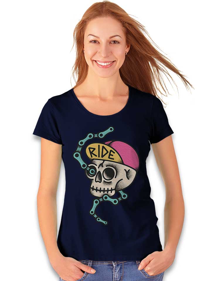 ride-skull-damen-t-shirt dunkelblau 2