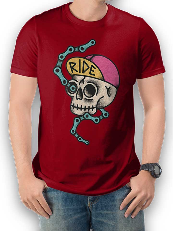 Ride Skull T-Shirt bordeaux L