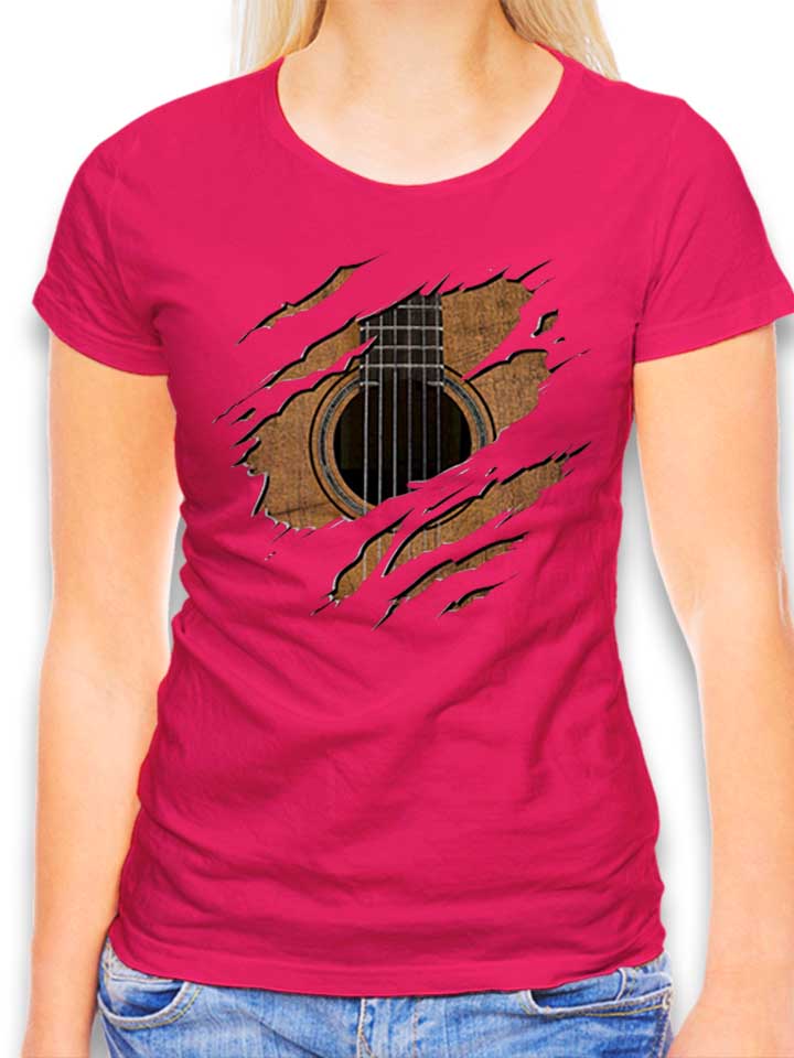 Rip Guitar T-Shirt Femme fuchsia L