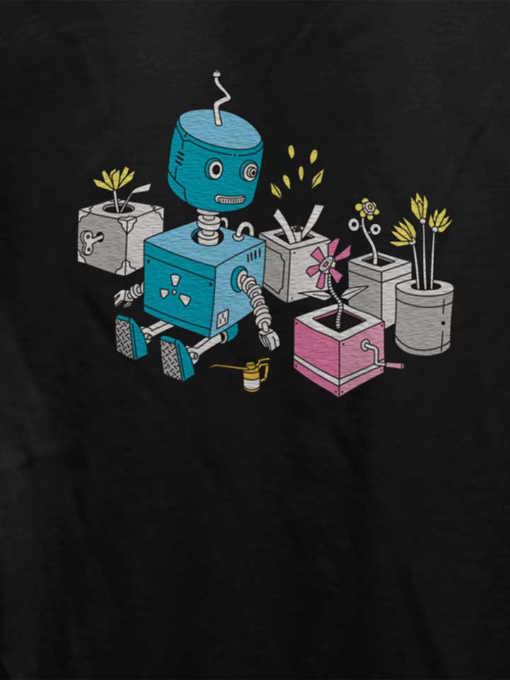 robot-and-flowers-damen-t-shirt schwarz 4