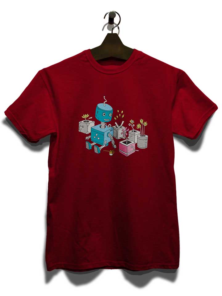 robot-and-flowers-t-shirt bordeaux 3