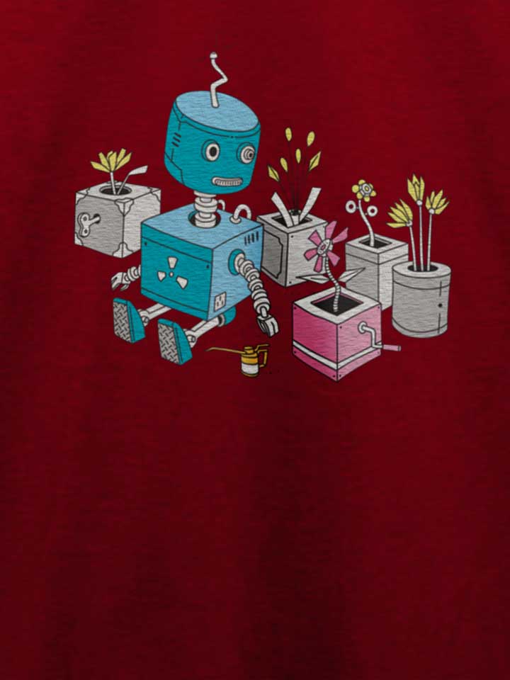 robot-and-flowers-t-shirt bordeaux 4