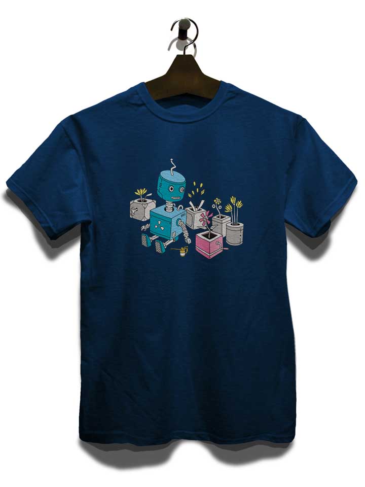 robot-and-flowers-t-shirt dunkelblau 3