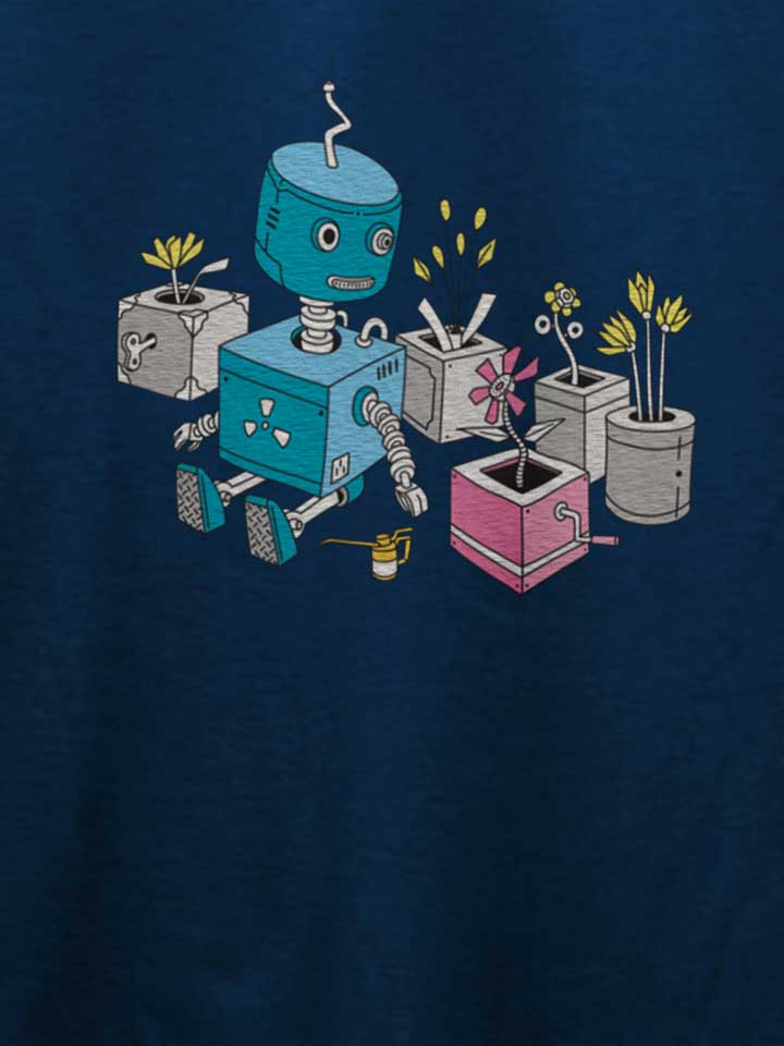 robot-and-flowers-t-shirt dunkelblau 4