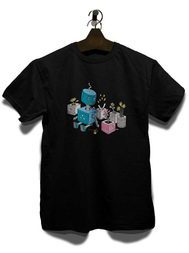 robot-and-flowers-t-shirt schwarz 3