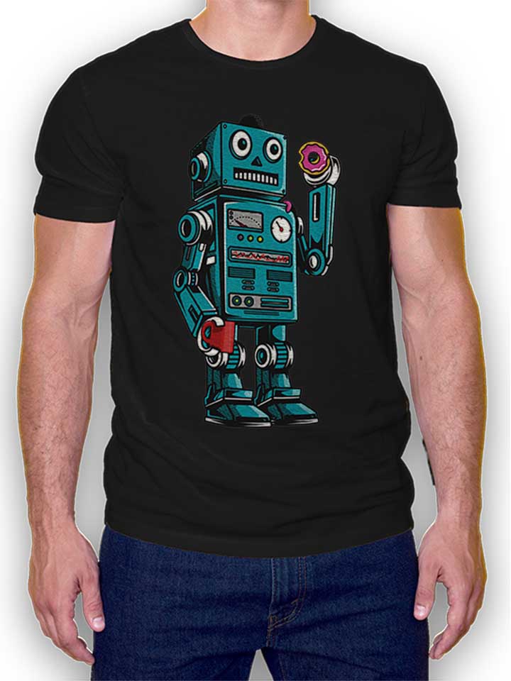 Robot Coffee Donut Kinder T-Shirt schwarz 110 / 116