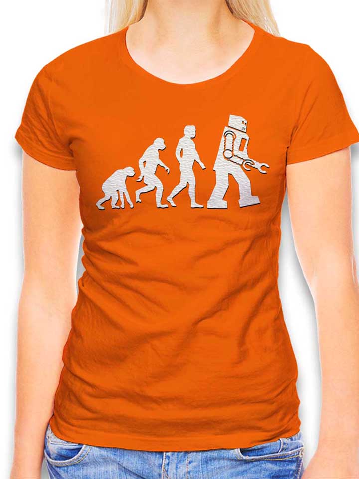 robot-evolution-big-bang-theory-damen-t-shirt orange 1