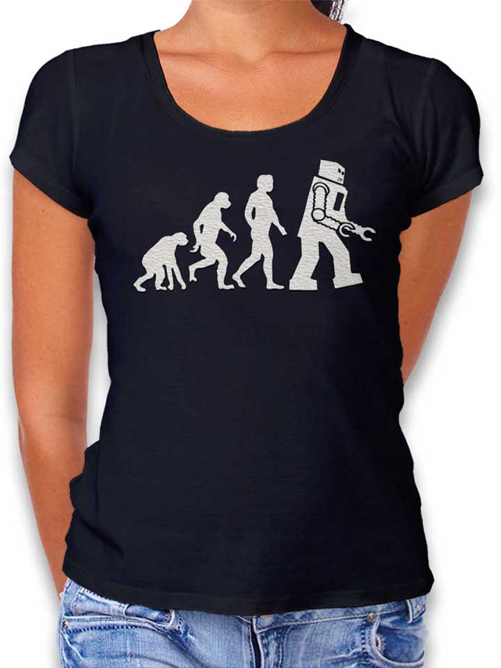 Robot Evolution Big Bang Theory Womens T-Shirt black L