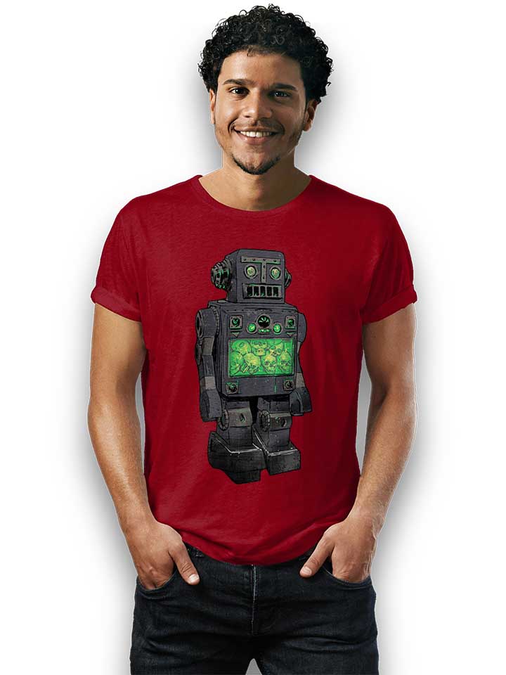 robot-skulls-t-shirt bordeaux 2