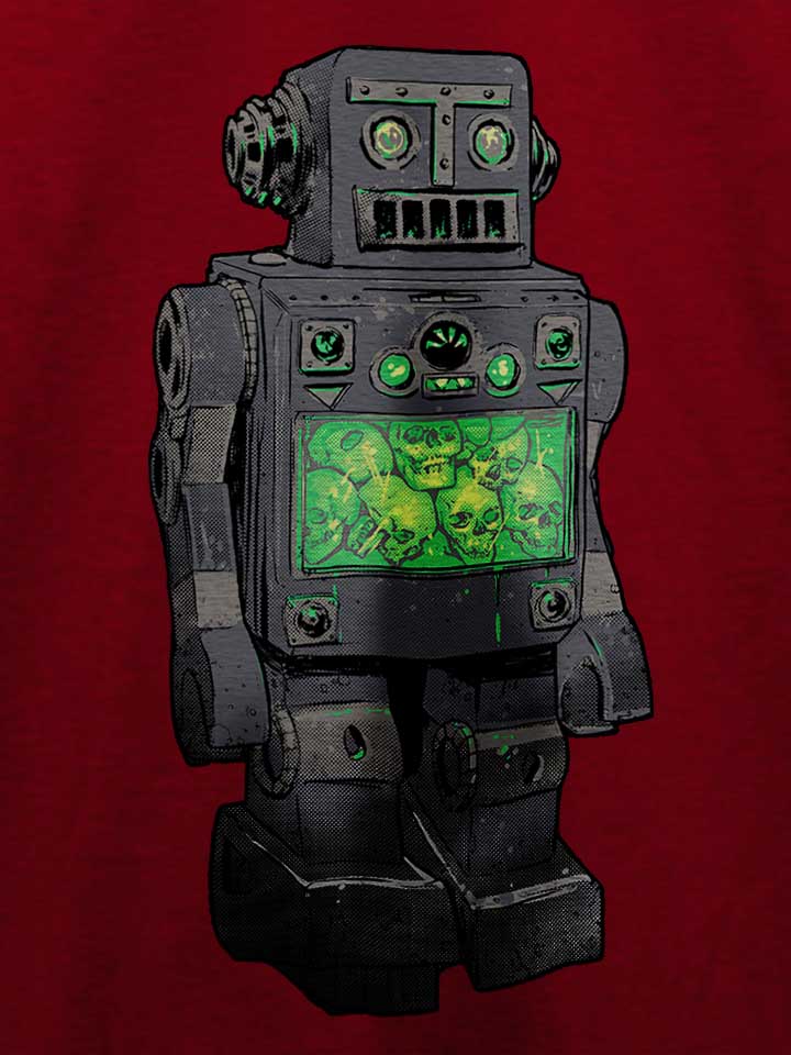 robot-skulls-t-shirt bordeaux 4