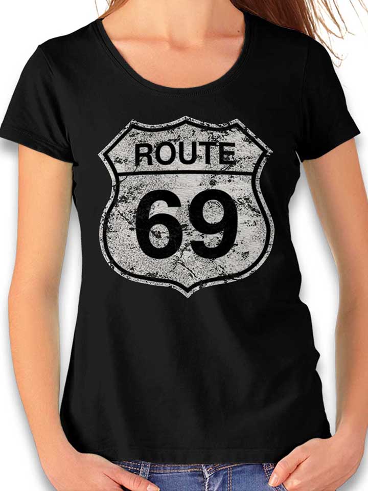 Route 69 T-Shirt Femme noir L