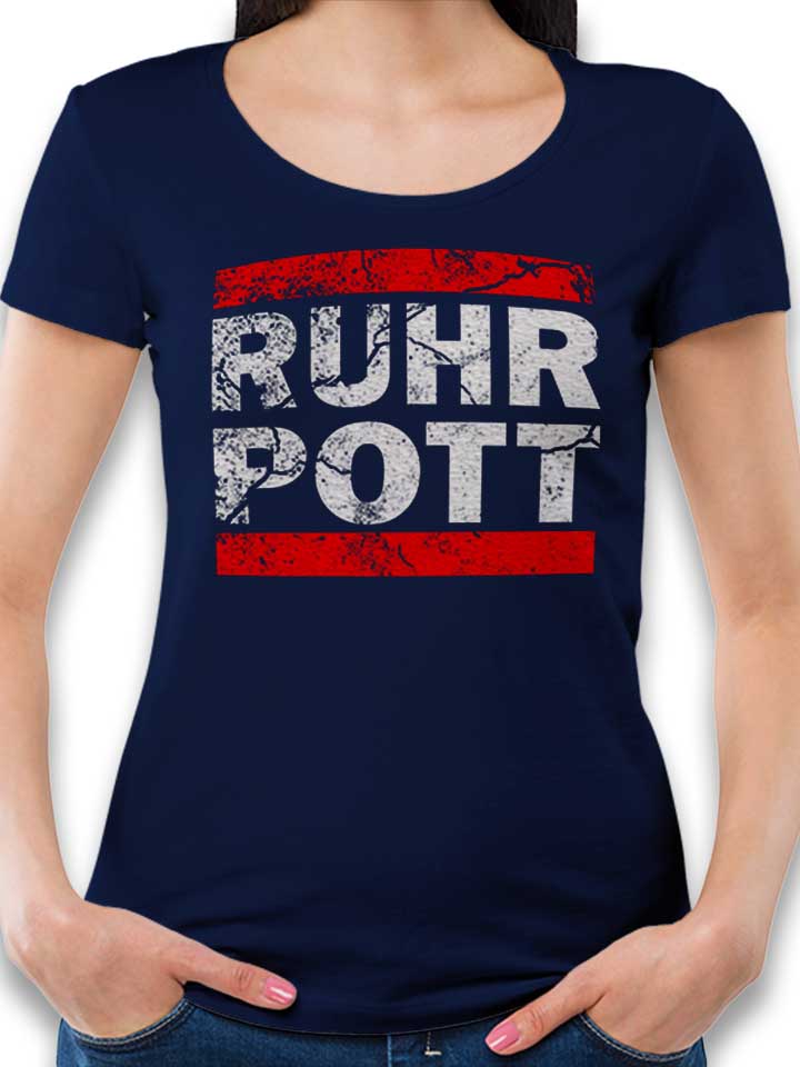 Ruhr Pott Vintage Damen T-Shirt dunkelblau L