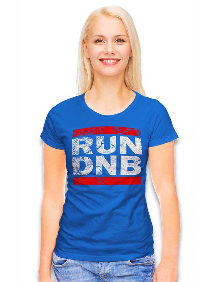 run-dnb-vintage-damen-t-shirt royal 2