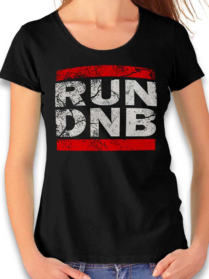 run-dnb-vintage-damen-t-shirt schwarz 1