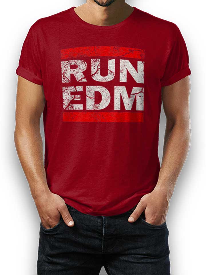 Run Edm Vintage T-Shirt maroon L