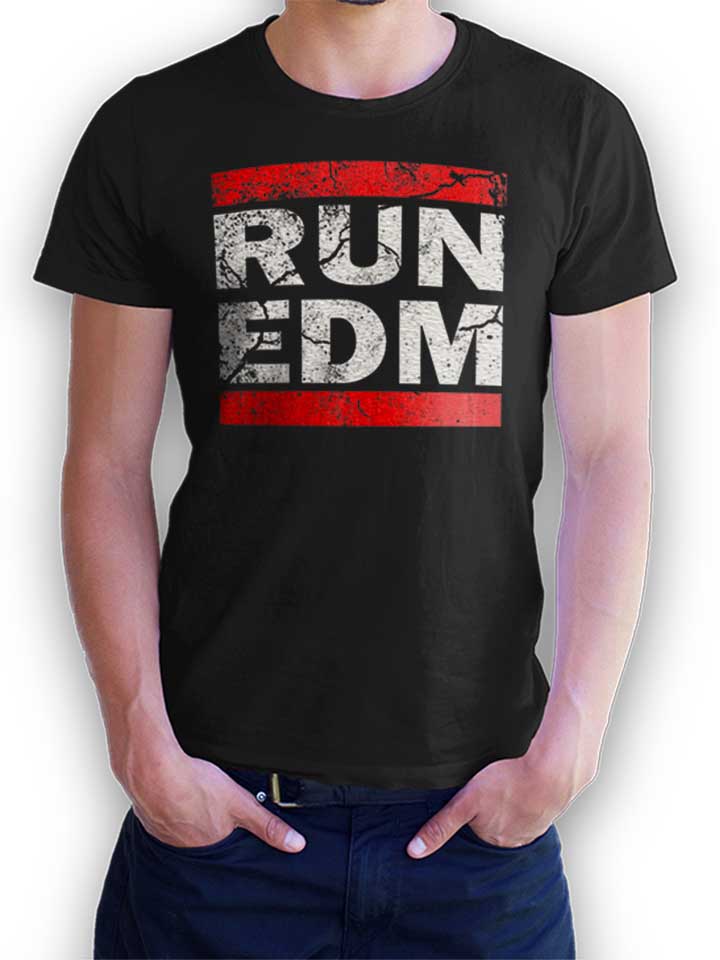 Run Edm Vintage Camiseta negro L