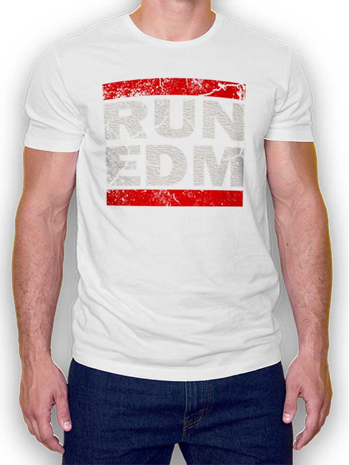 Run Edm Vintage T-Shirt bianco L