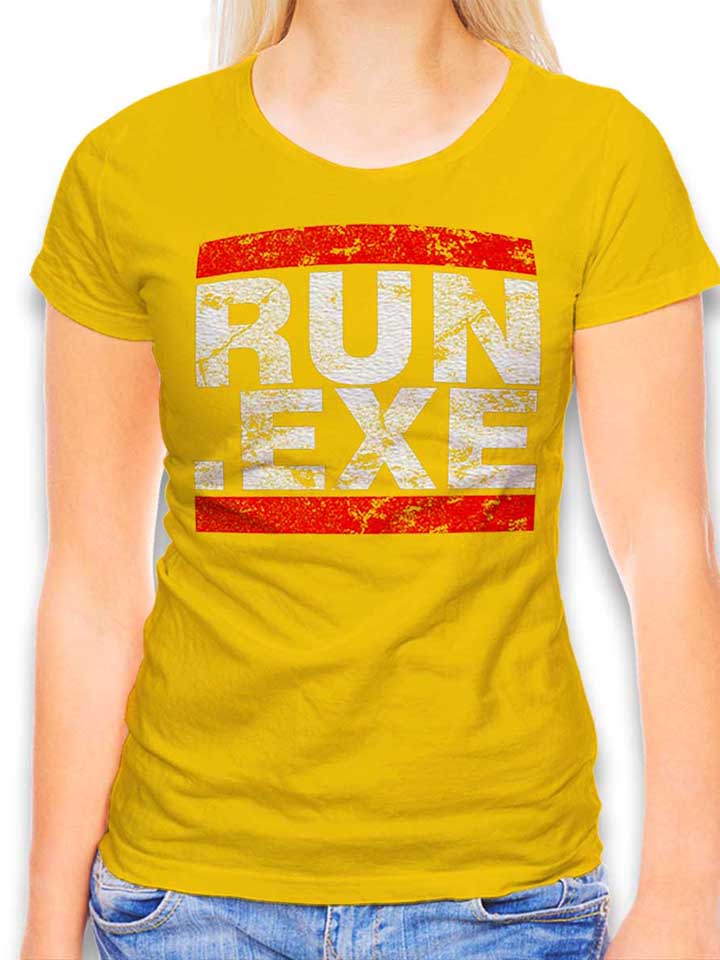 Run Exe Vintage Damen T-Shirt gelb L