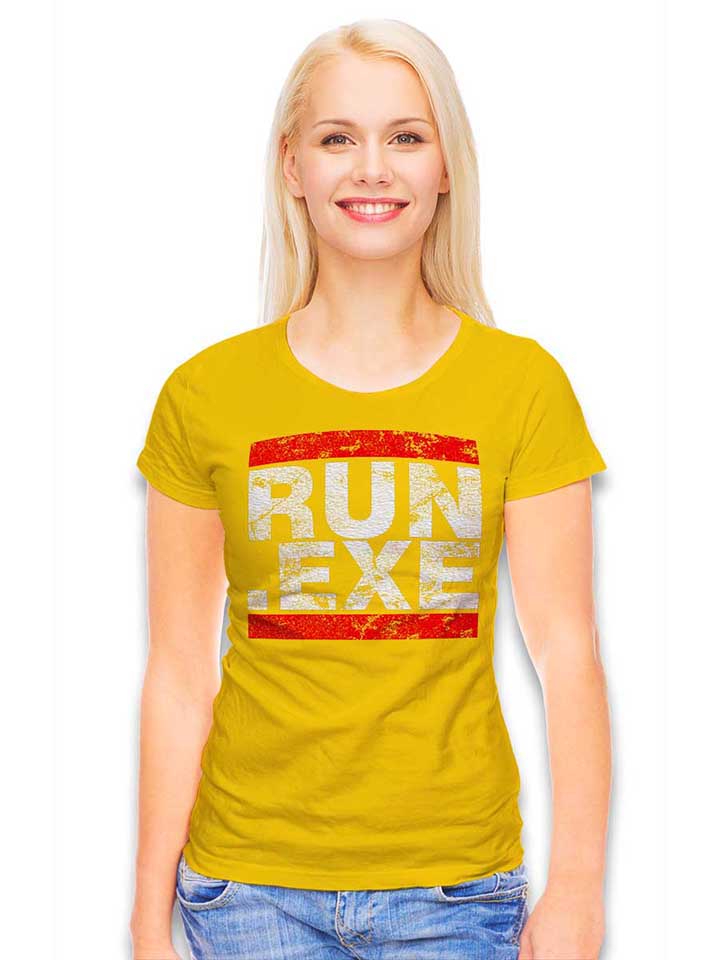 run-exe-vintage-damen-t-shirt gelb 2