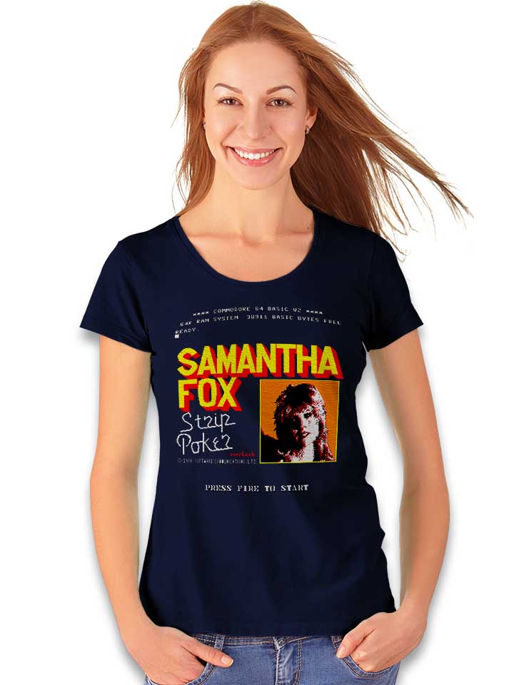 samantha-fox-strip-poker-damen-t-shirt dunkelblau 2