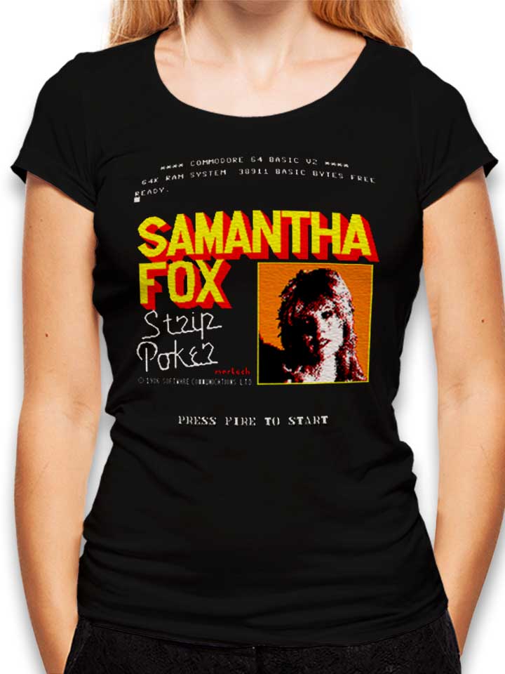 samantha-fox-strip-poker-damen-t-shirt schwarz 1