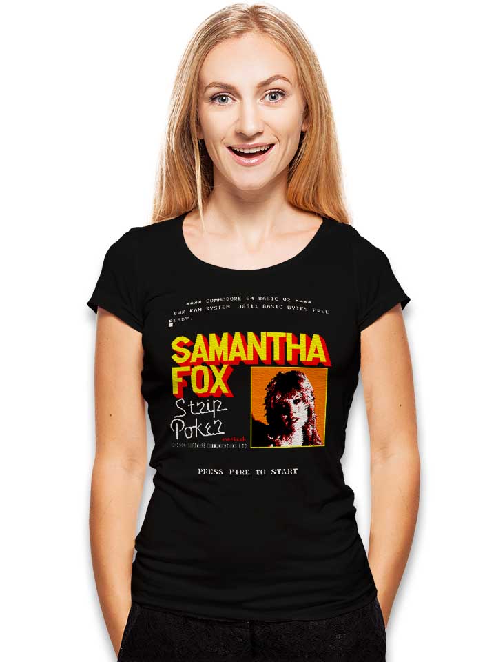 samantha-fox-strip-poker-damen-t-shirt schwarz 2