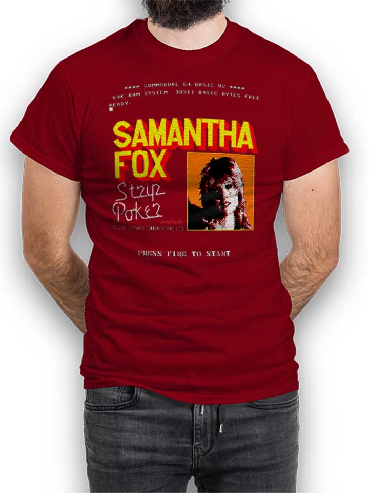 Samantha Fox Strip Poker Camiseta burdeos L