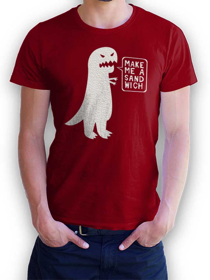 Sandwich Dinosaur Camiseta burdeos L