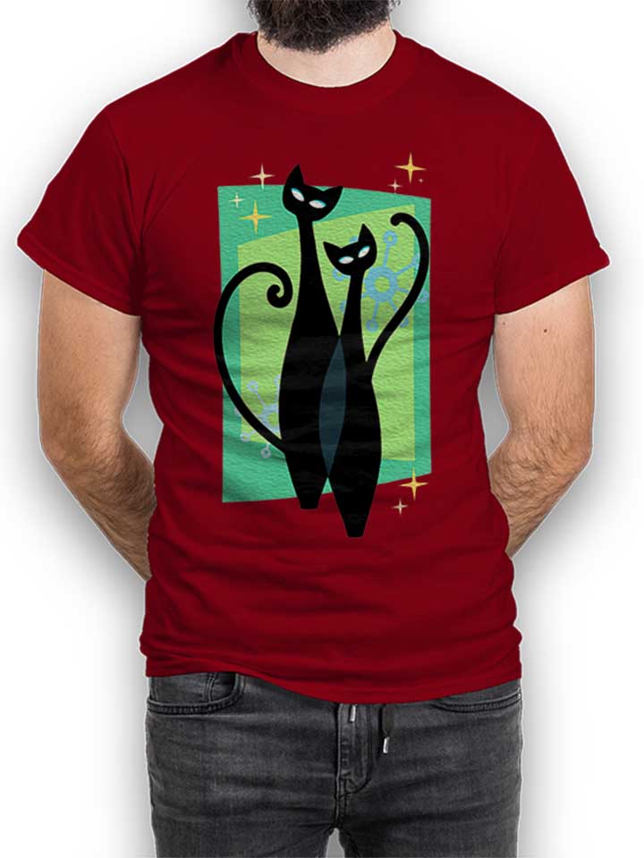 Sassy Sparkling Atomic Age Black Kitschy Cats T-Shirt...