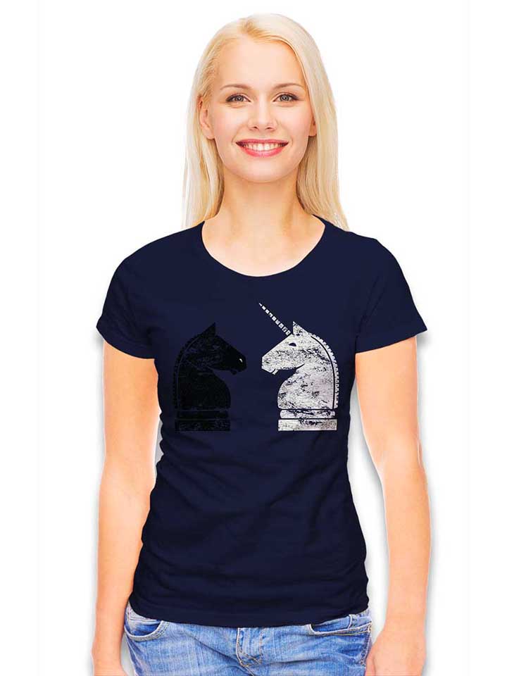 schach-einhorn-damen-t-shirt dunkelblau 2