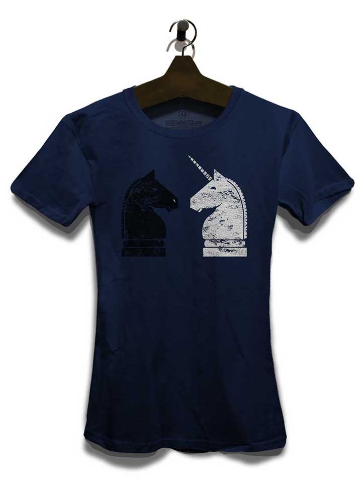 schach-einhorn-damen-t-shirt dunkelblau 3