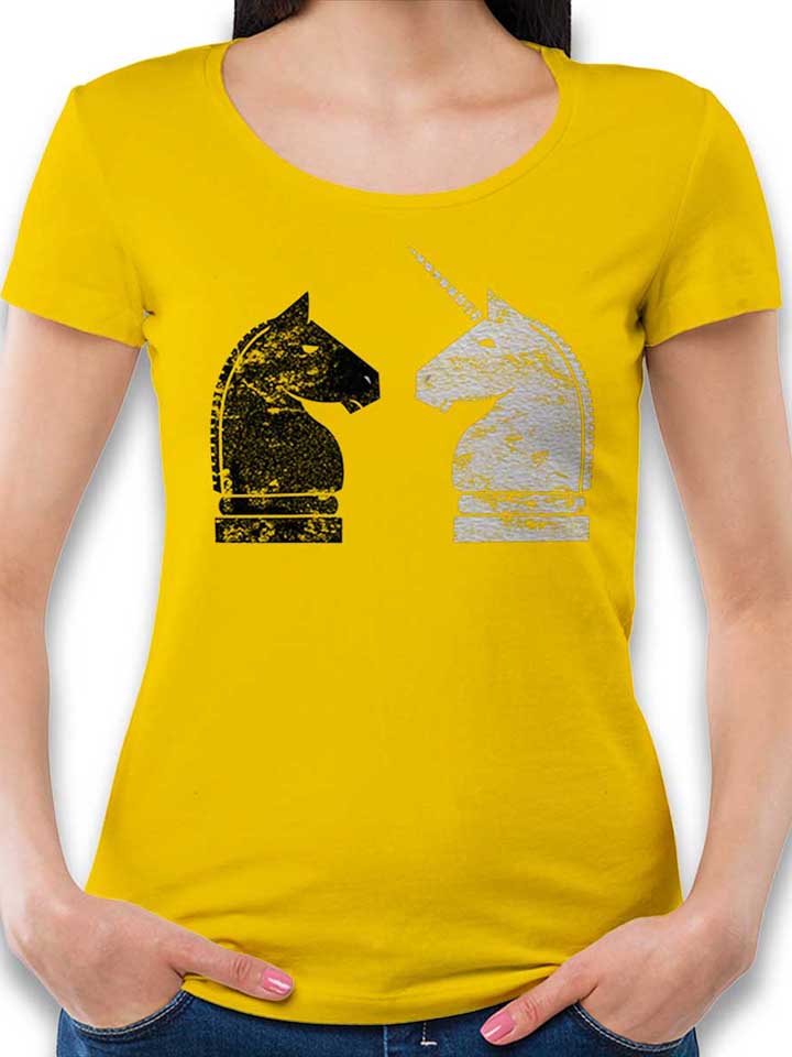 Schach Einhorn Womens T-Shirt yellow L
